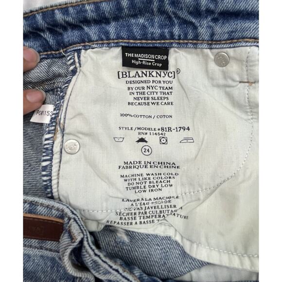 Blank Nyc The Madison Crop High Rise Distressed Destroyed Jeans Size 24 Cotton - Picture 6 of 10